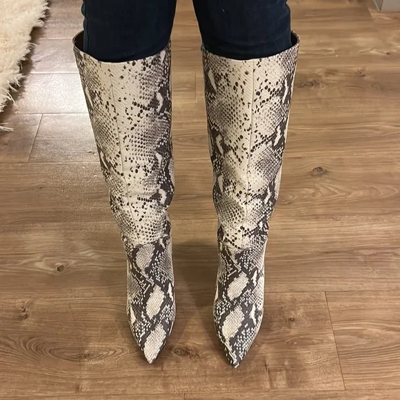 Barely Worn Animal Print Stiletto Tall Boots - Picture 4 of 7